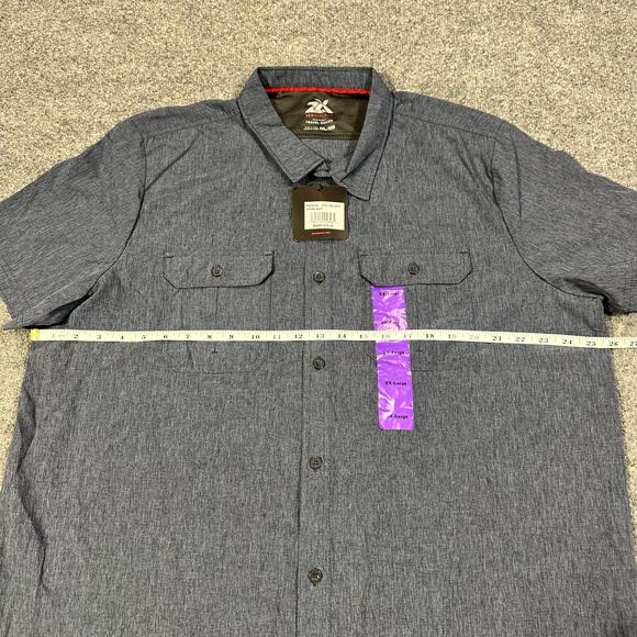 ZeroXposur Travel Series Heather Navy Short Sleeve Button Up Shirt Size XXL NWT - Picture 5 of 7
